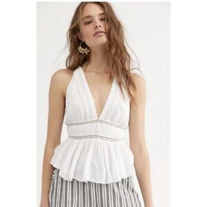 free people hold on tight lace white tank top